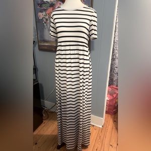 Bellamie Black and White Striped Maxi Dress